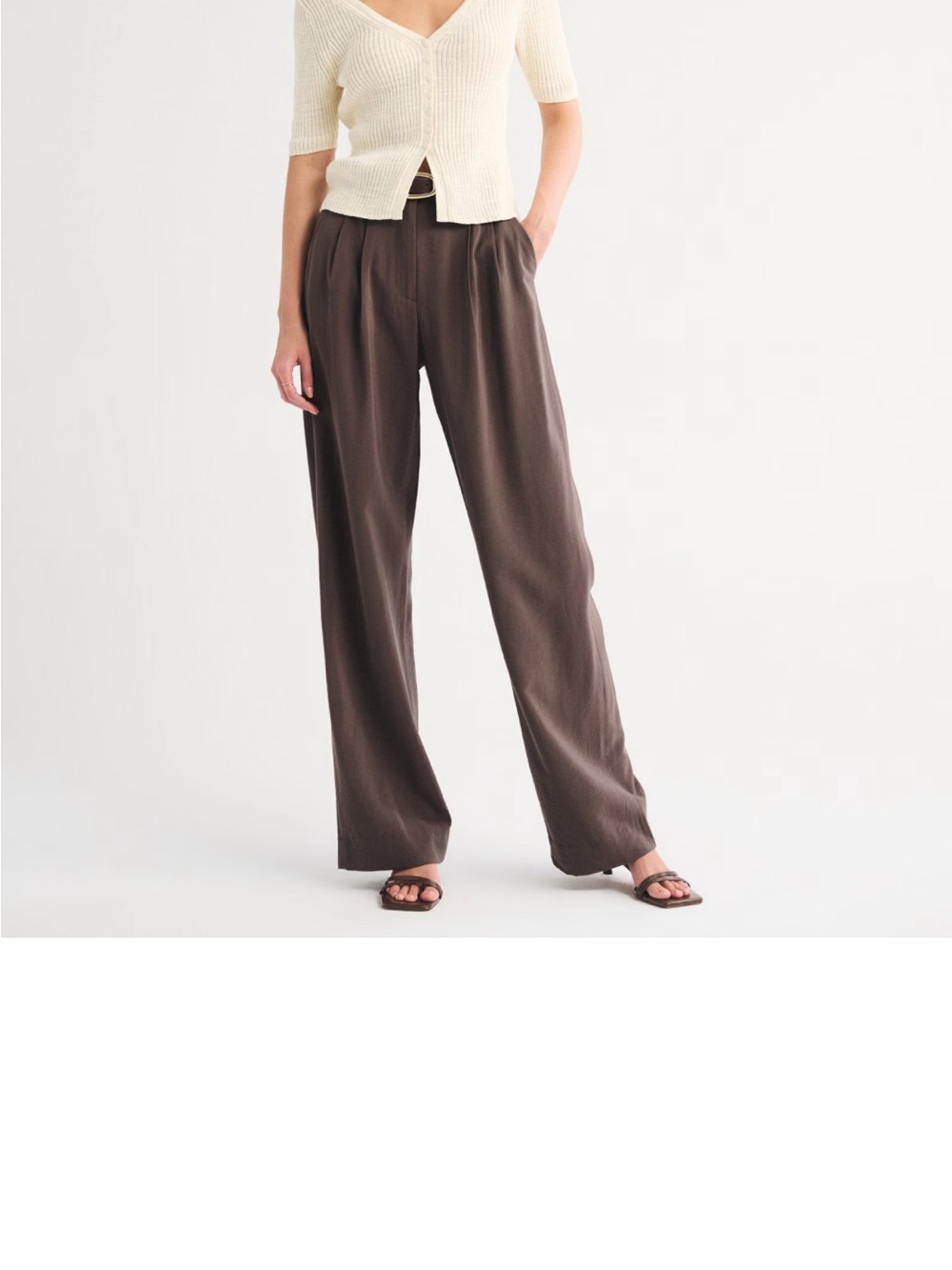 Abercrombie A&F Sloane Lightweight Crepe Wide Leg Pants Brown 29 Short